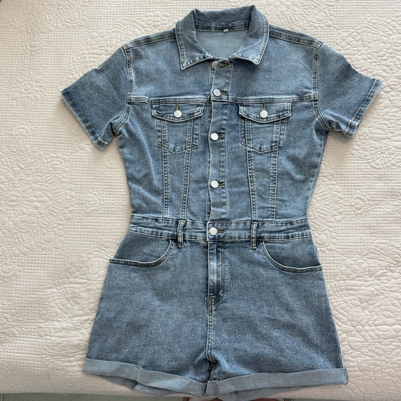 None Pants - Denim Romper Y2K retro